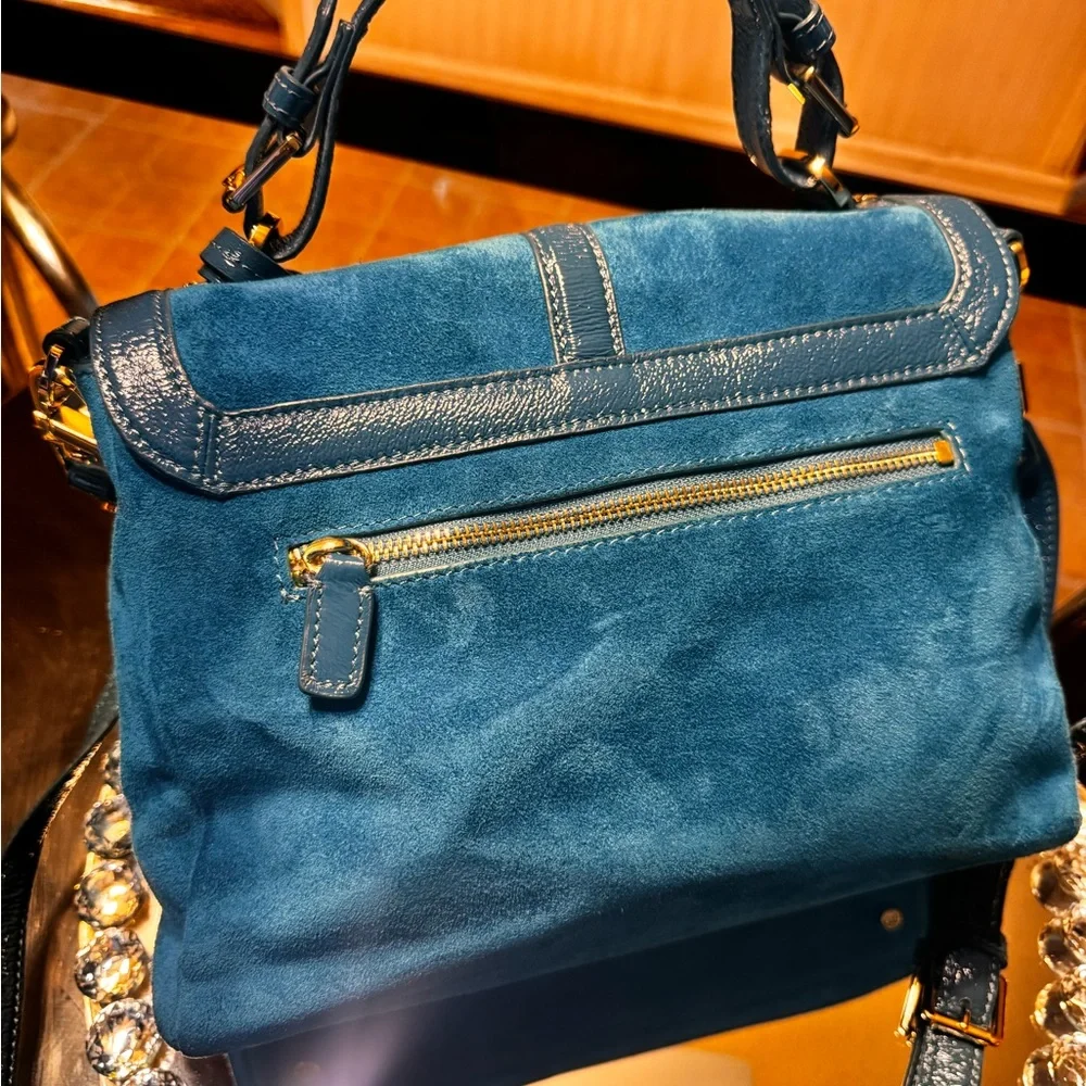 NWOT Tory Burch All Suede and Leather Trim 797 Satchel Messenger Crossbody Bag.